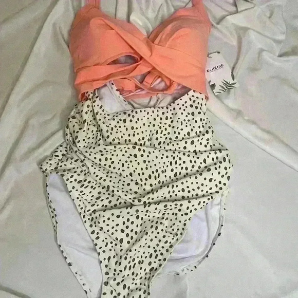 NWT Eomenie One Piece Swimsuit Tummy Control Cutout High Waisted Tie Back - Picture 2 of 8
